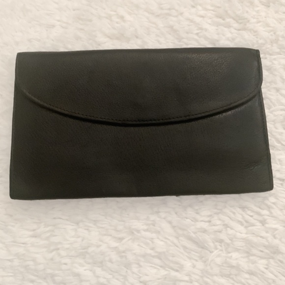VINTAGE 80s Black Leather Wallet - Picture 1 of 6